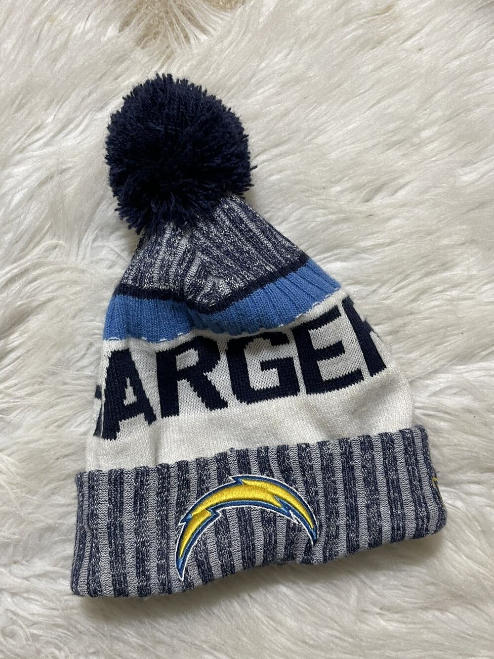 Los Angeles Chargers New Era Knit Pom Hat Beanie Authentic On Field Very Rare